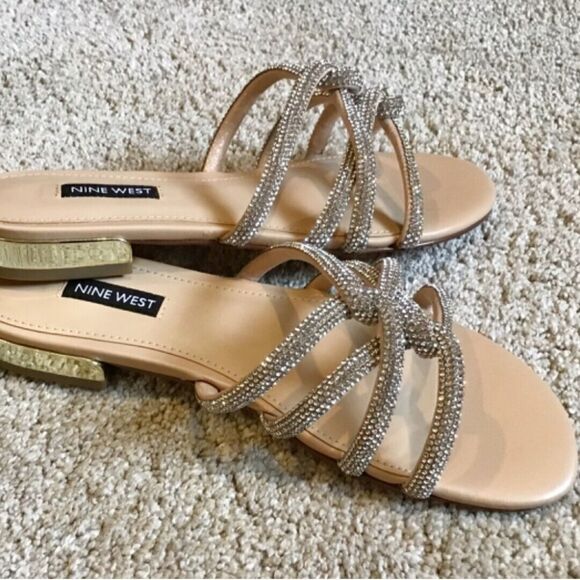 NINE WEST Iria5 Women's 6.5M Sandal Slip-on Blush Gold Wedding - Picture 3 of 7